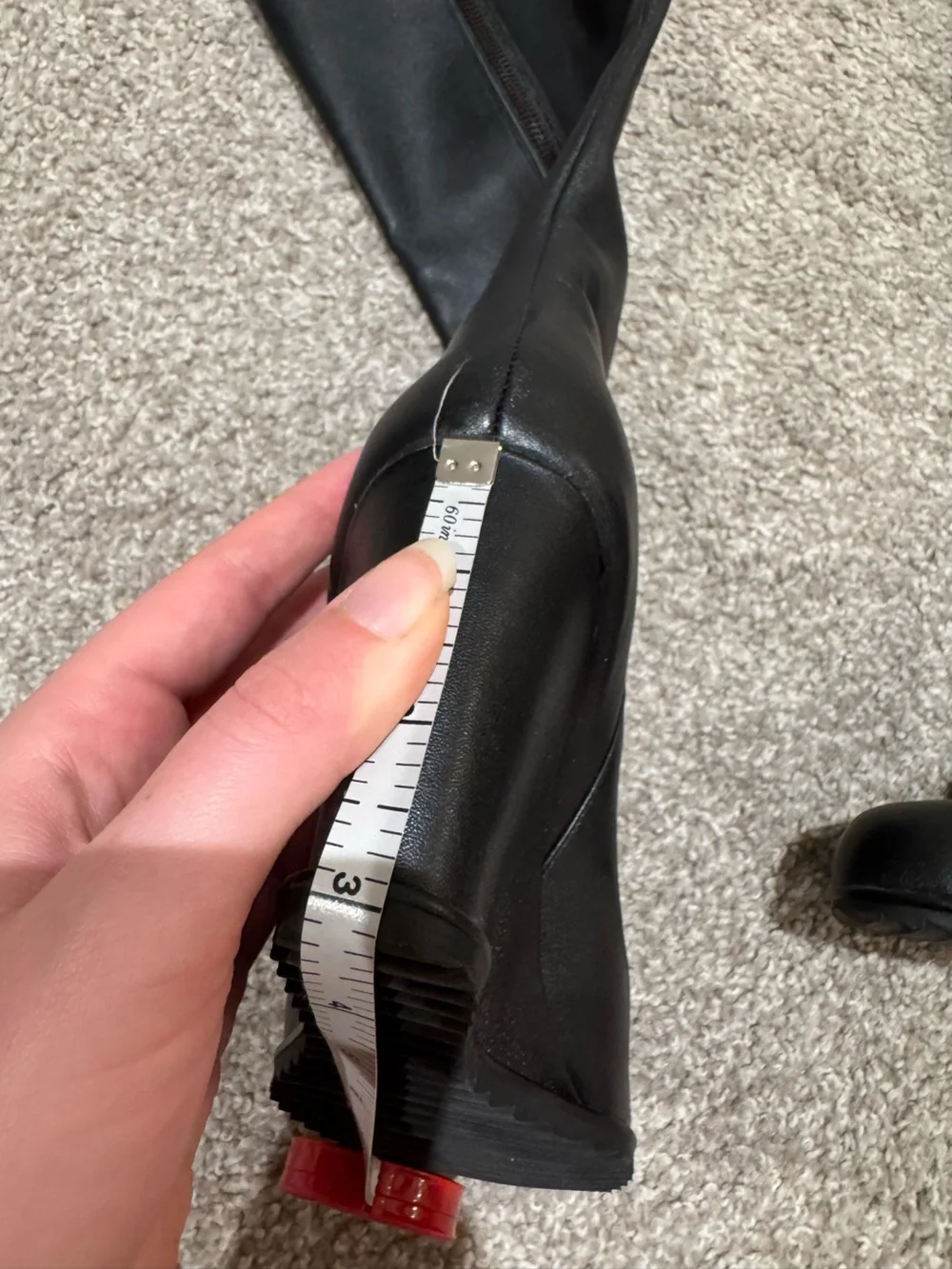 Black Leather Knee High Wedge Boots for Women
